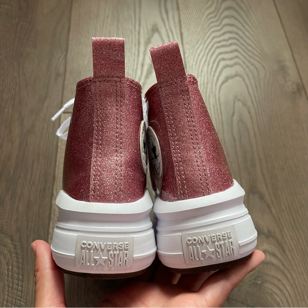 Converse All Star Pink Glitter Move Toddler Size 13 Platform High Top Sneakers - Picture 5 of 10
